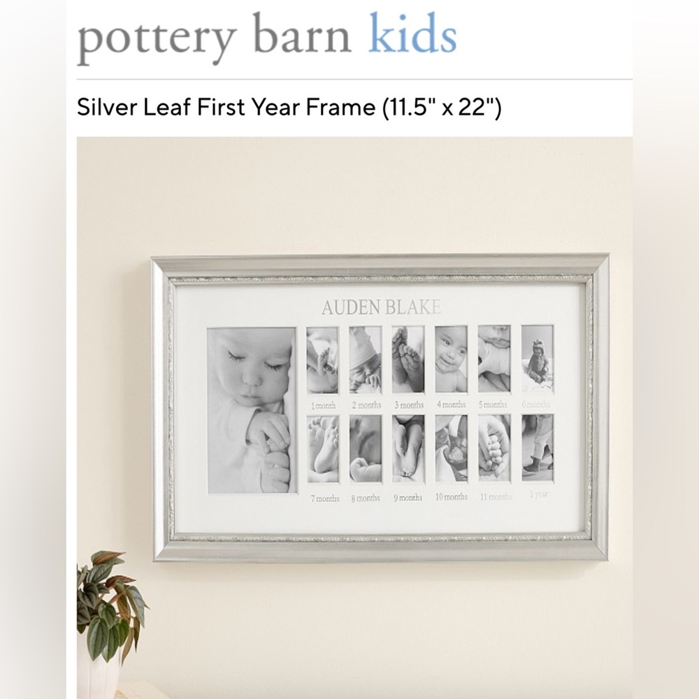 Pottery Barn Kids Silver Leaf First Year Multi-Photo Frame